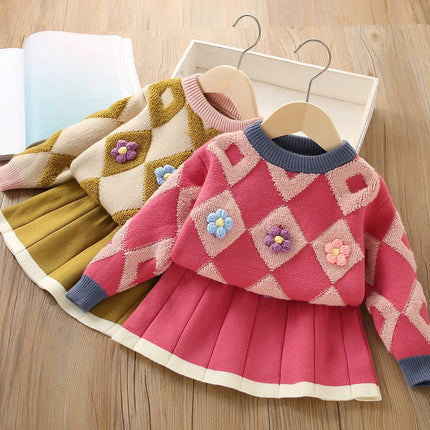 Vintage Babyset | Warme Trui & Rok | Comfortabele Katoenmix | Perfect Voor Lente & Herfst | Nostalgisch Design | Geschikt Voor Dagelijks Gebruik | Duurzaam & Kleurecht Na Wassen