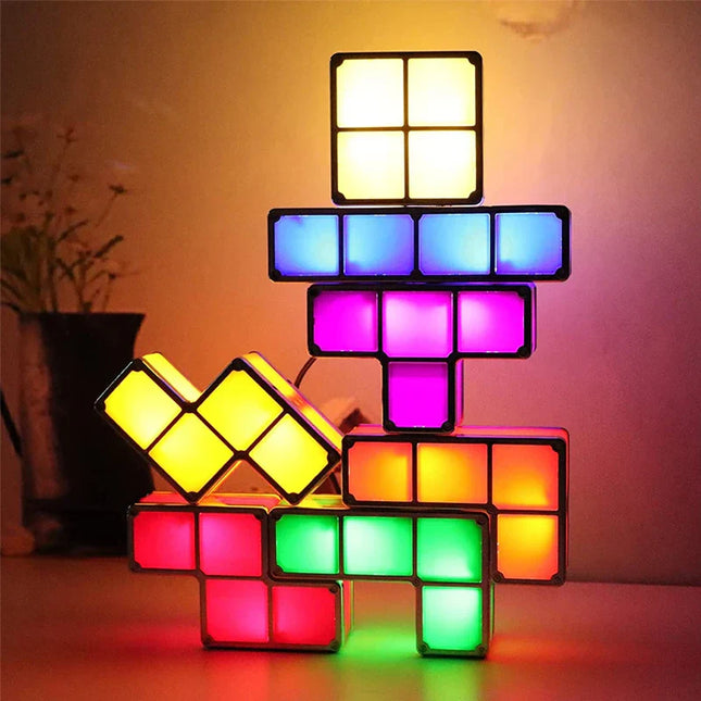 Tetris Nachtlampje | Personaliseerbare LED Blokken | Stapelbare Verlichting | Voor Kinderen & Woonkamer