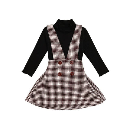 Kinderkleding Set | Rolkraag Trui & Geruite Rok | Onderhoudsvriendelijke Katoen | Meisjes 2-6 Jaar