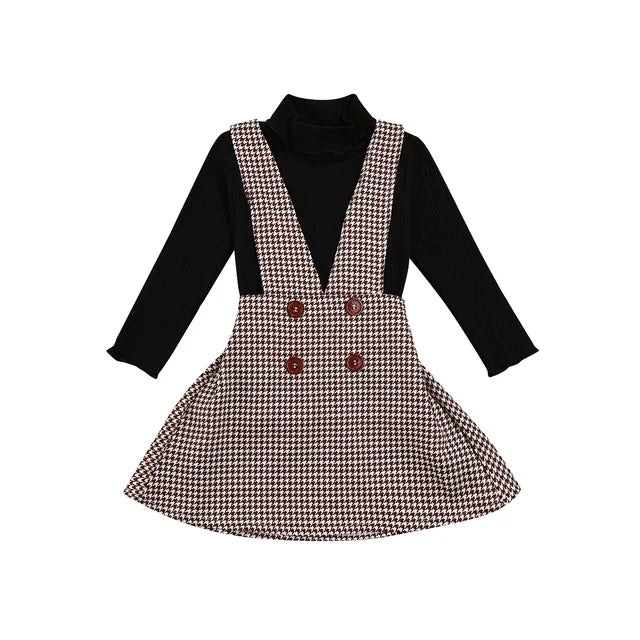 Kinderkleding Set | Rolkraag Trui & Geruite Rok | Onderhoudsvriendelijke Katoen | Meisjes 2-6 Jaar