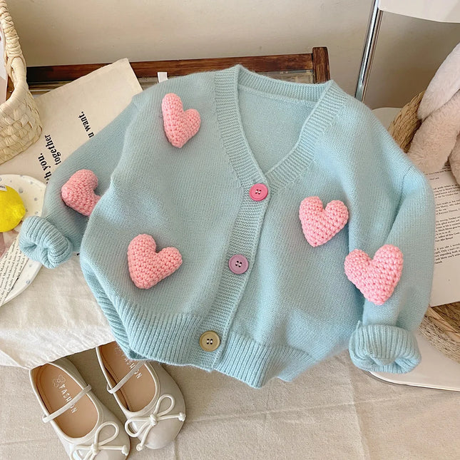 Kinderkleding | Warme Trui | Hartjes Motief | Zacht Katoen | Herfst Winter | Leeftijd 2-7 Jaar