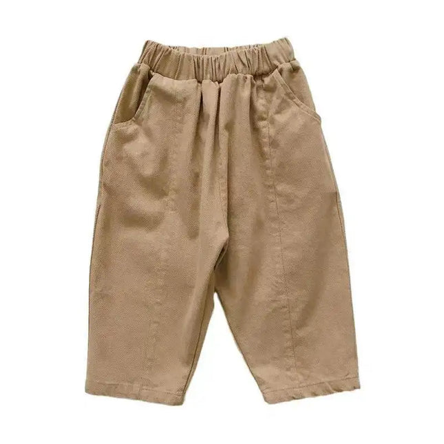 Babybroek Elastische Tailleband | Zachte Katoen | Ademend en Duurzaam Design | Neutrale Kleur | Makkelijk Combineren | Unisex | Speelvriendelijk | Comfortabel | Ruime Pockets | Blijft In Model na Wassen