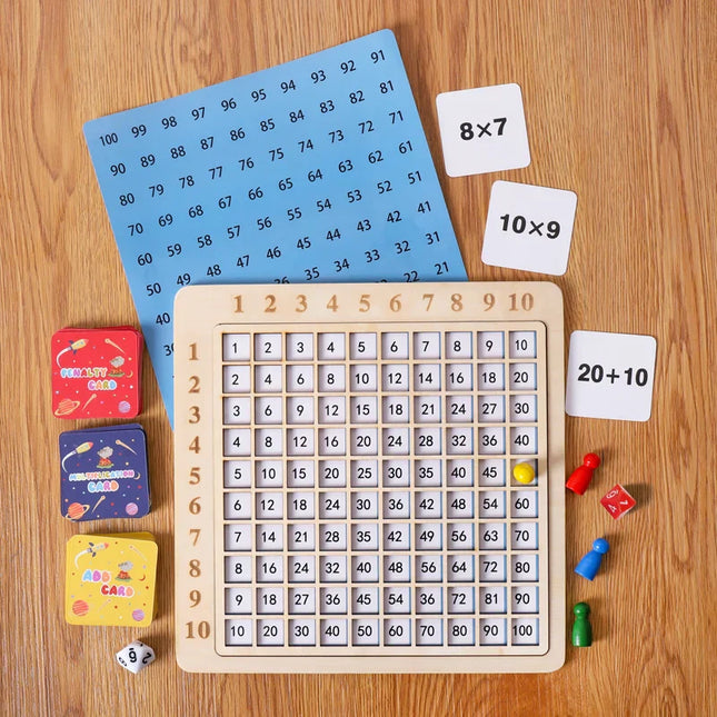 Houten Educatieve Multiplicatie Speelset | Leerzaam Rekenbord voor Kinderen | Inclusief Kaarten & Dobbelstenen | Duurzaam Speelgoed voor Thuis & School | Bevordert Logisch Denken & Rekenvaardigheden