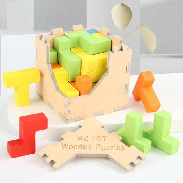 3D Puzzelspel Hout | Tetris Variatie | Duurzaam Bouwen | Verbeter Logica | Kleurrijke Blokken