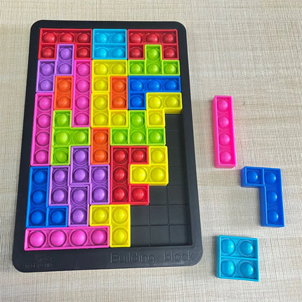 Pop-It Speeltje | Tetris Thema | Stressverlichting Kinderen & Volwassenen | Flexibel Silicone | Creatief Patroonspel