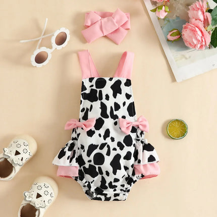 Baby Romper Zomer Babykleding | Ko- en Aardbeienprint | Polyester | Makkelijk Verschoonbaar | 0-18 Maanden | Luchtig & Comfortabel