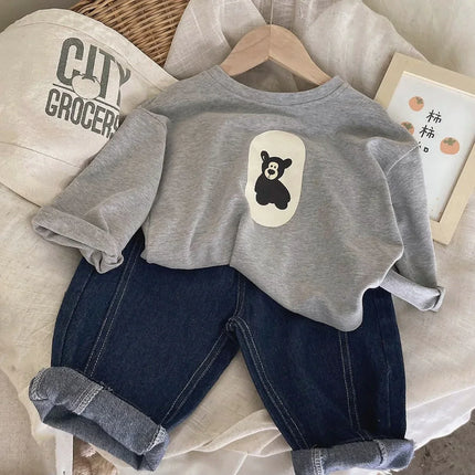Kindertrui | Beerprint Unisex | Zachte Katoen | Baby Peuter Kleding | Voorjaars Herfst Outfit