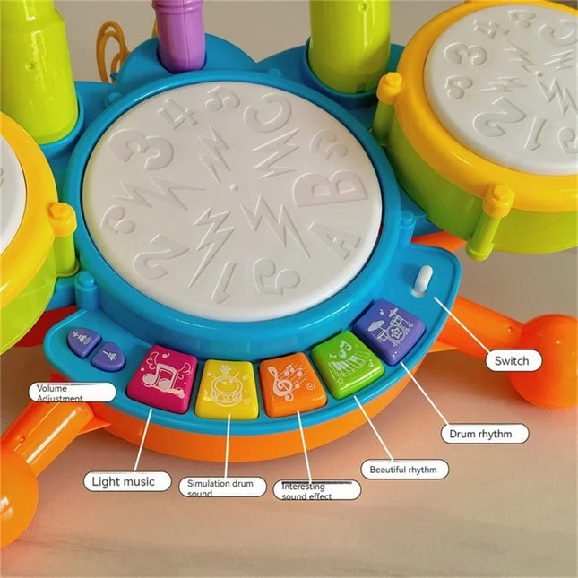 Kindertrommelset | Inclusief Microfoon | Leer Ritme | Robuust ABS-Plastiek | Stimulerende Muziekspeelgoed