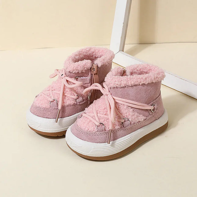 Kinderschoenen | Winterlaarzen | Warme Pelsvoering | Antislip Zolen | Gemakkelijk Aantrekken | Lederen En Wollen Design