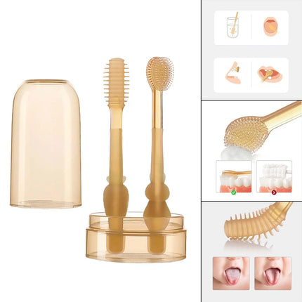 Silicone Tandenborstel Set | Zacht voor Tandvlees & Baby Tanden | Ergonomisch Handvat | BPA-Vrij
