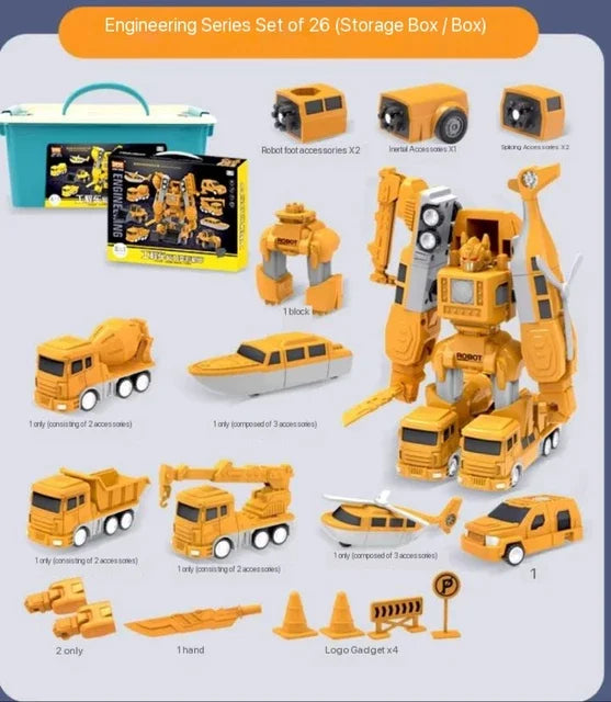 Magnetische Speelgoedtruck | Transformerend Voertuig & Robot | Duurzaam ABS-Materiaal | Creatieve Techniek | 33x23x17 cm