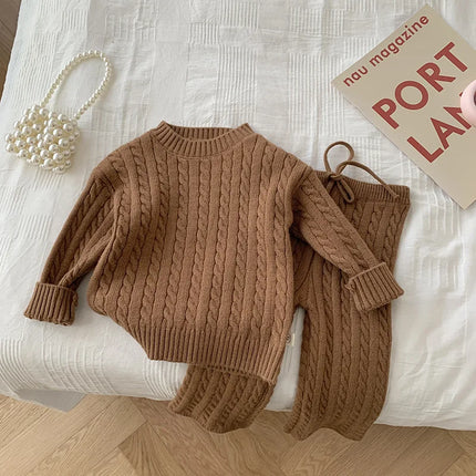 Baby & Peuter Set | Strikkede Trui & Broekjes | Warme Herfst & Winterkleding | Comfortabele Katoen | Flexibele Pasvorm | Minimalistisch Design | Geschikt voor Dagelijks & Feestelijk | Leeftijd 0-3 Jaar
