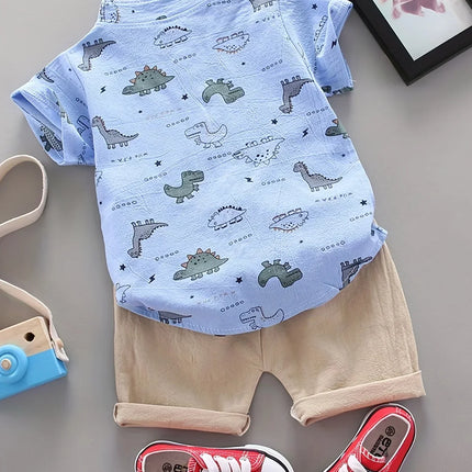 Dino Korte Mouwen Set Baby's | Zomerset voor Buiten Spelen | Comfortabel & Stijlvol Kinderkleding | Zacht & Huidvriendelijk | Kleurrijk Dino-design | Geschikt voor Dagelijks Gebruik & Strand | 0-3 Jaar