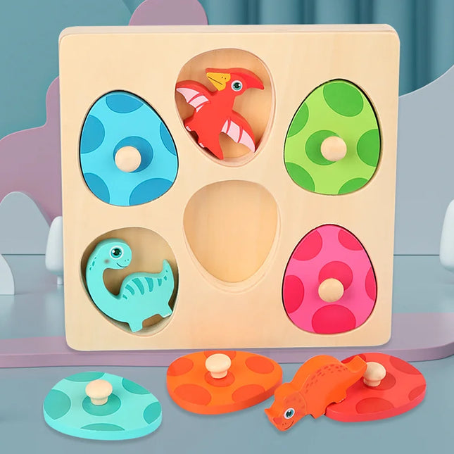 Dinosaur Speelgoed Puzzel | Houten Kinderpuzzel | Kleurrijke Dino Figuren | Educatief Speelgoed | Ontwikkeling Fantasie & Logisch Denken | Vorm & Kleur Herkenning | Kindvriendelijk | Voorhistorisch Avontuur