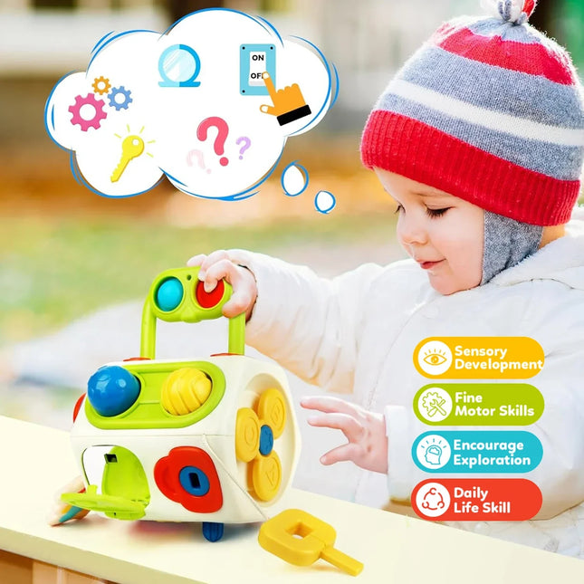 Activiteitenkubus Baby | Educatief Speelgoed | Multisensorisch | Draagbare Ontdekkingskubus | Veilig Materiaal | Motorische Ontwikkeling | Interactief Leren | Compact Design