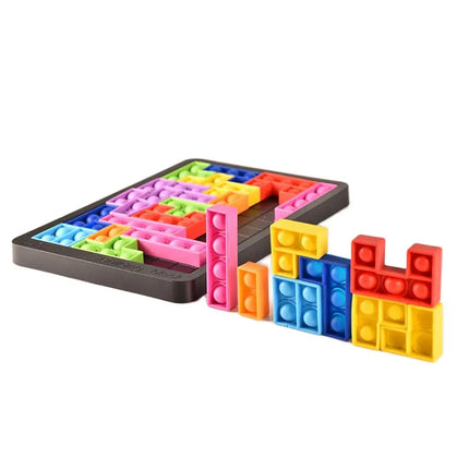 Pop-It Speeltje | Tetris Thema | Stressverlichting Kinderen & Volwassenen | Flexibel Silicone | Creatief Patroonspel