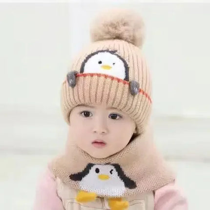 Pingvin Design Kinderset | Muts en Sjaal Baby | Warme Unisex Accessoires | One-Size | Zachte Polyester