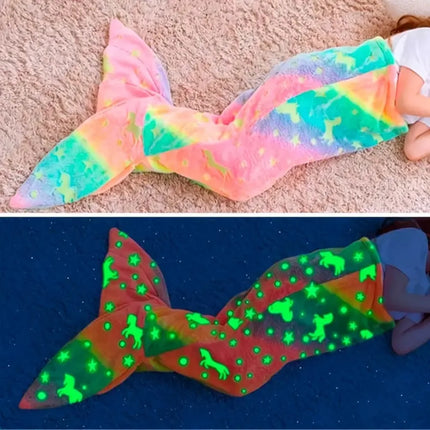 Glow in the dark kinderdroomslaapzak | Zeemeerminstaart ontwerp | Plooibare & flanellen comfort | Handig machinewasbaar | Extra ruim voor vrije beweging | Veilig & speels slaapavontuur