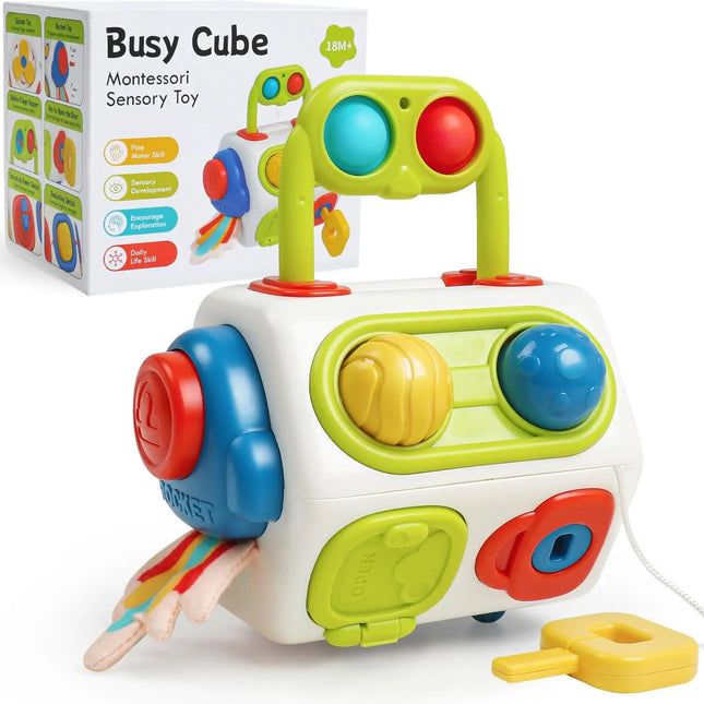 Activiteitenkubus Baby | Educatief Speelgoed | Multisensorisch | Draagbare Ontdekkingskubus | Veilig Materiaal | Motorische Ontwikkeling | Interactief Leren | Compact Design