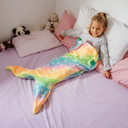 Glow in the dark kinderdroomslaapzak | Zeemeerminstaart ontwerp | Plooibare & flanellen comfort | Handig machinewasbaar | Extra ruim voor vrije beweging | Veilig & speels slaapavontuur