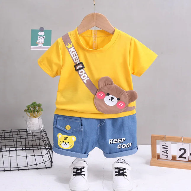 Baby Set | T-shirt & Shorts | Dierenprint | Zacht Katoen | Ademende Stof | Gemakkelijk Onderhoud | Comfortabel & Duurzaam | Verkrijgbaar in Meerdere Maten | Geschikt voor Dagelijks Gebruik & Vakantie