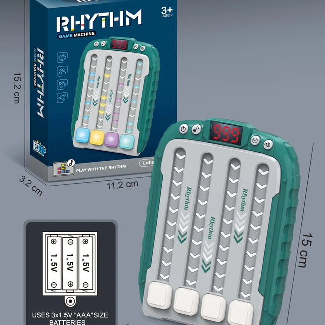 Rhythm™ Speed Game | Elektronisch Reactiespel | Tactiele Stimulatie | Compact & Draagbaar | Verbeter Focus & Reactietijd | Voor Thuis, Kantoor & School | Interactieve Licht- & Geluidseffecten