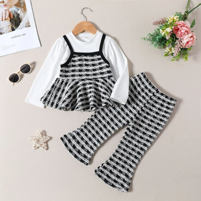 Kinderkleding Set | Comfortabel Flared Baby Outfit | Blauw | Langmouw T-shirt & Broek | Babys Meisjes | Zacht Katoen | Perfect voor Herfst en Winter | Handig te Wassen | 9 Maanden tot 4 Jaar