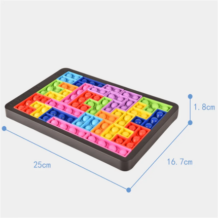 Pop-It Speeltje | Tetris Thema | Stressverlichting Kinderen & Volwassenen | Flexibel Silicone | Creatief Patroonspel