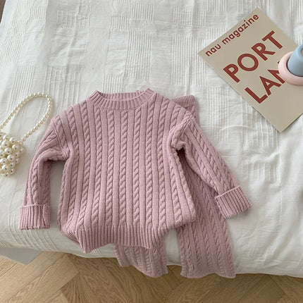 Baby & Peuter Set | Strikkede Trui & Broekjes | Warme Herfst & Winterkleding | Comfortabele Katoen | Flexibele Pasvorm | Minimalistisch Design | Geschikt voor Dagelijks & Feestelijk | Leeftijd 0-3 Jaar