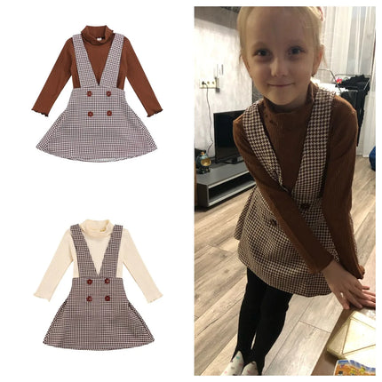 Kinderkleding Set | Rolkraag Trui & Geruite Rok | Onderhoudsvriendelijke Katoen | Meisjes 2-6 Jaar