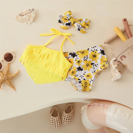 Meisjes Bikini Set | Baby Zwemkleding Polyester | Inclusief Haarband | Comfortabel & Ademend | Zomerkleding voor Strand & Zwembad | Meerdere Maten Beschikbaar | Kindvriendelijk Ontwerp | Kleurrijke Stoffen