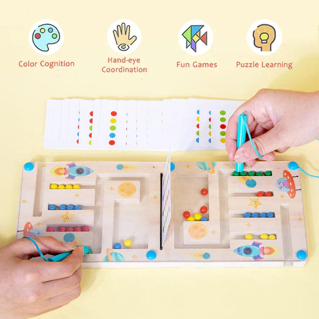 Magnetisch Kleurenavontuur | Educatief Houten Spel | Kleuren Matchen met Magnetische Ballen | Motoriek & Logica Verbeteren | Samenwerken & Probleemoplossend Denken Voeden