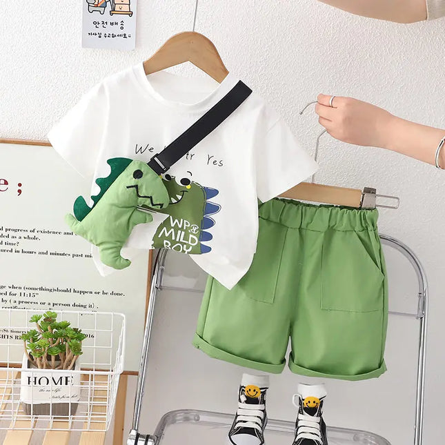Kinderkleding Zomer Set | Jongens Dino Dash Print | Comfortabele Katoen T-shirt en Korte broek Set