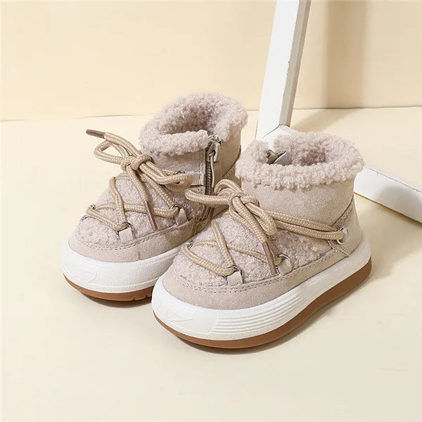 Kinderschoenen | Winterlaarzen | Warme Pelsvoering | Antislip Zolen | Gemakkelijk Aantrekken | Lederen En Wollen Design
