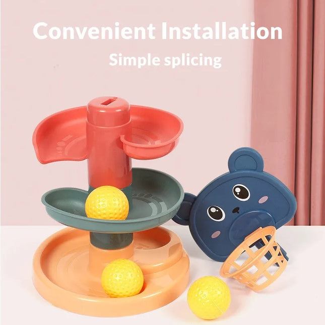 Kinder Speelset Slide & Stapel | Kleurrijke Glijbanen & Balspel | Baby & Peuter Speelgoed | Motorieke Ontwikkeling | Veilig & Duurzaam Design | Geschikt voor Kinderen 0-3 Jaar | Eenvoudig te Monteren