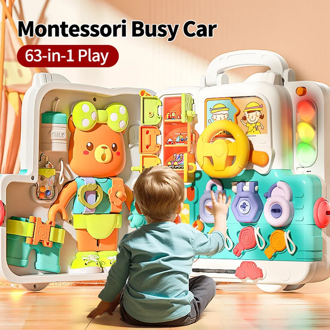 Interactief Kinderspeelbord | Educatief Activiteitenspeelgoed | Reisspeelgoed Voor Kinderen | Geluids- en Lichtfuncties | Bevordert Motorische Vaardigheden | Compact en Praktisch