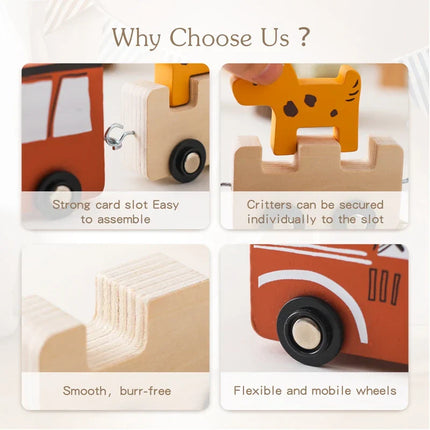 Woodn Houten Trein | Kleurrijke Boerderijdieren | Creatief Treinspel | Geschikt Voor Kleuters | Educatief Speelgoed | Robuust En Veilig | Inclusief Rails & Wagons | Bevordert Motorische Vaardigheden