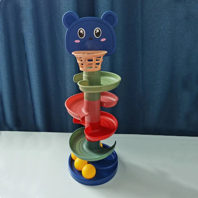Kinder Speelset Slide & Stapel | Kleurrijke Glijbanen & Balspel | Baby & Peuter Speelgoed | Motorieke Ontwikkeling | Veilig & Duurzaam Design | Geschikt voor Kinderen 0-3 Jaar | Eenvoudig te Monteren