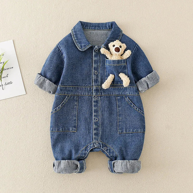 Denim Jumpsuit Baby | Urban Stijl | Comfort & Beweeglijkheid | Makkelijk Wasbaar | Leeftijd 3-18 mnd