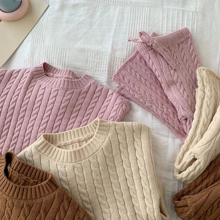 Baby & Peuter Set | Strikkede Trui & Broekjes | Warme Herfst & Winterkleding | Comfortabele Katoen | Flexibele Pasvorm | Minimalistisch Design | Geschikt voor Dagelijks & Feestelijk | Leeftijd 0-3 Jaar