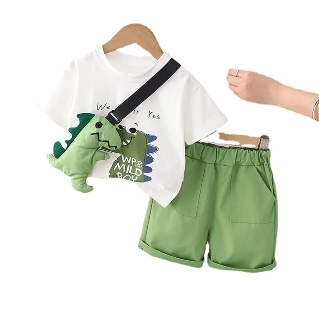 Kinderkleding Zomer Set | Jongens Dino Dash Print | Comfortabele Katoen T-shirt en Korte broek Set