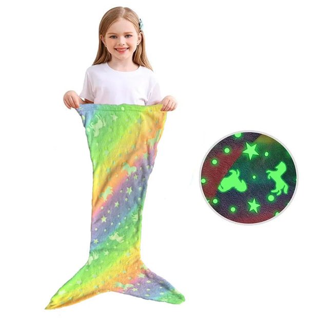 Glow in the dark kinderdroomslaapzak | Zeemeerminstaart ontwerp | Plooibare & flanellen comfort | Handig machinewasbaar | Extra ruim voor vrije beweging | Veilig & speels slaapavontuur