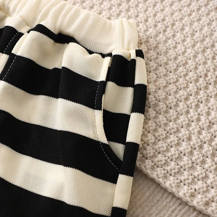 Baby Bomuldskleding Set | Streepjesset T-shirt & Shorts | Comfort & Bewegingsvrijheid | Luchtig & Zacht | Voor Actieve Dagen | Makkelijk Wasbaar