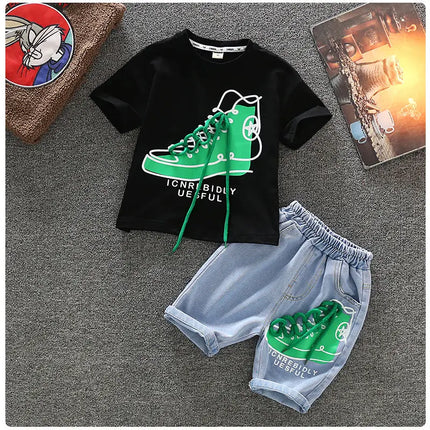 Kinderkleding Zomeroutfit Jongens | Ademend T-shirt & Denim Shorts Set | Comfort & Stijl