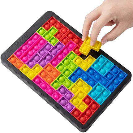 Pop-It Speeltje | Tetris Thema | Stressverlichting Kinderen & Volwassenen | Flexibel Silicone | Creatief Patroonspel