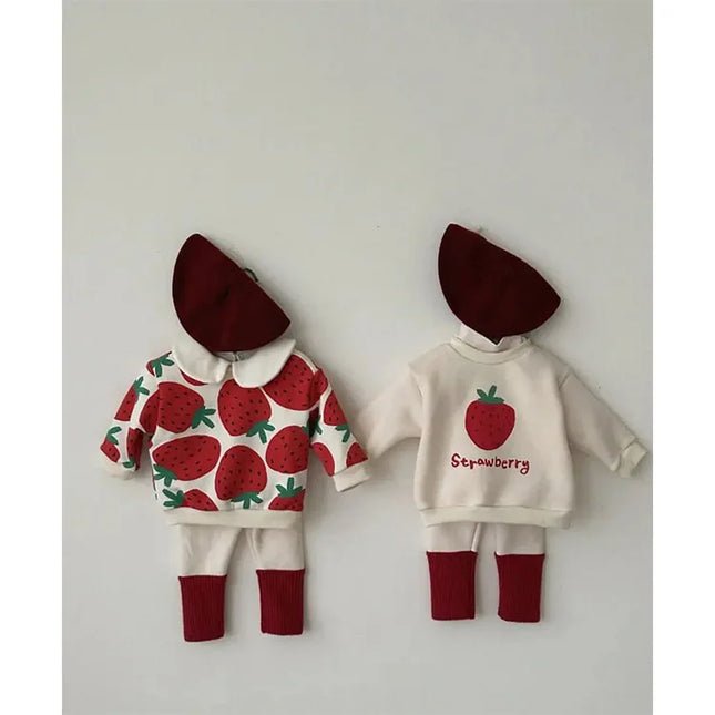 Unisex Kindersweater | Aardbeienprint | 100% Katoen | Voor Jongens en Meisjes | Comfortabele Pasvorm | Geschikt voor Dagelijks en Speciaal Gebruik | Mode voor Baby's en Peuters | Retro Stijl