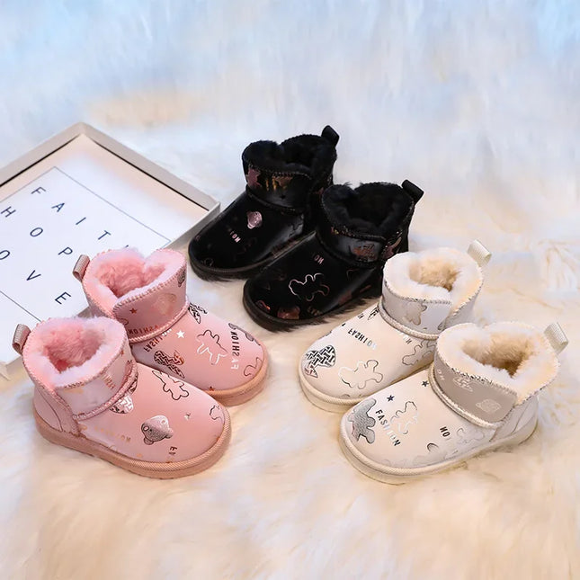 Kinderlaarzen | Waterdicht | Winterbestendig | Modeprint | Warme Voering | Anti-Slip Zool | Meerdere Maten | Flexibel Comfort | Geschikt Voor School en Spelen | Trendy Sneeuwlaarzen