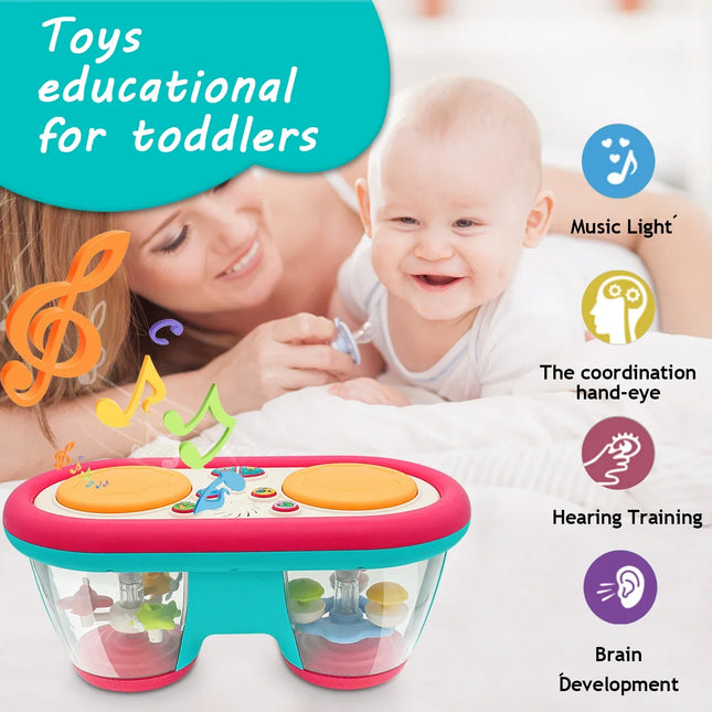 Interactieve Babytrommel | Kleurrijke Lichten en Geluiden | ABS Kunststof | Veilige Muziekervaring | Stimuleert Ritmegevoel & Hand-Oogcoördinatie | Geschikt voor Zelfstandige Creatieve Baby's
