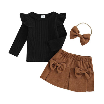 Baby Peuter Kleding Set | Rib Top & Fluwelen Rokje | Inclusief Hoofdband | Zacht & Comfortabel | Meerdere Maten 0-8 Jaar
