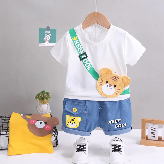 Baby Set | T-shirt & Shorts | Dierenprint | Zacht Katoen | Ademende Stof | Gemakkelijk Onderhoud | Comfortabel & Duurzaam | Verkrijgbaar in Meerdere Maten | Geschikt voor Dagelijks Gebruik & Vakantie